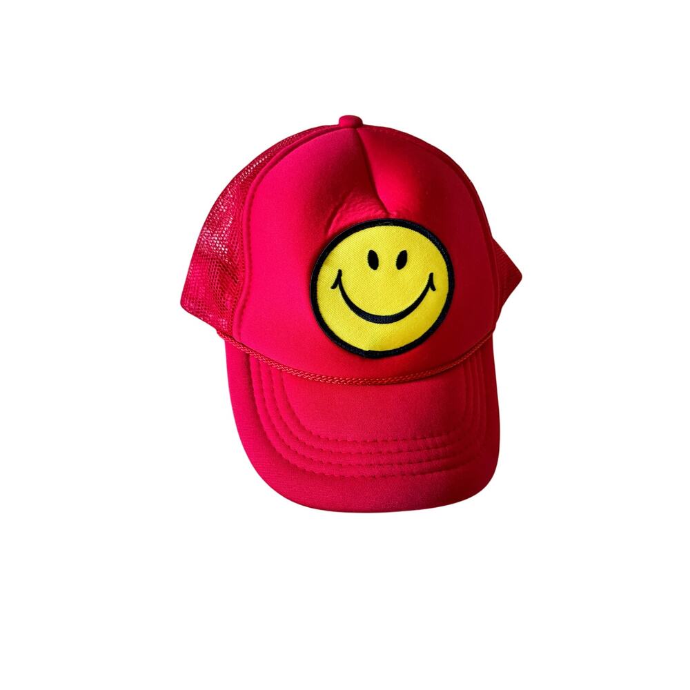 Aviator Nation Red Smiley Face Vintage Mesh Trucker Hat Kids